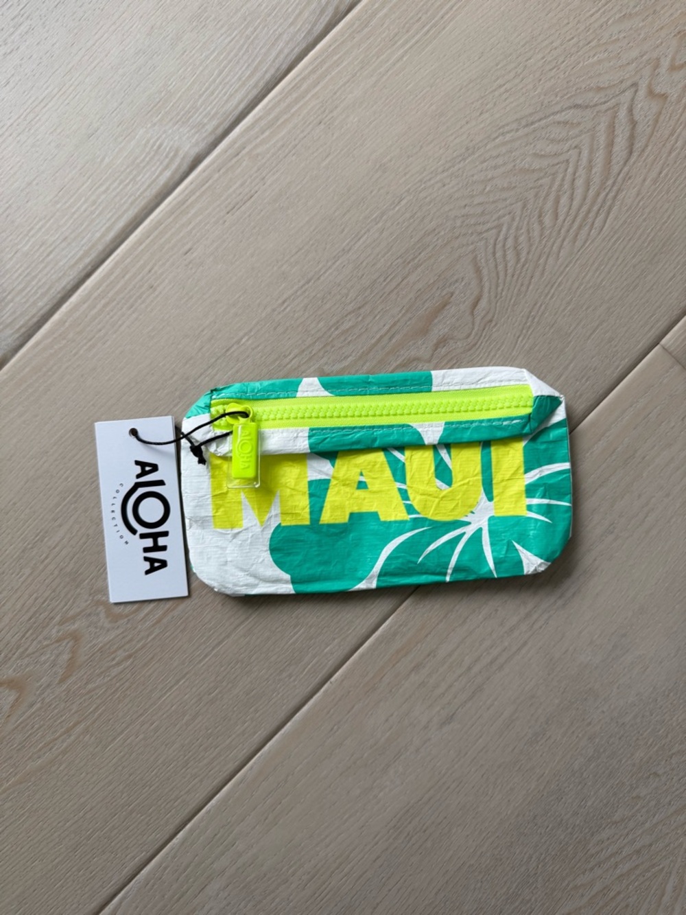 ALOHA Collection Mini Pouch – Tropical Hibiscus Print – Neon Zip – NWT
